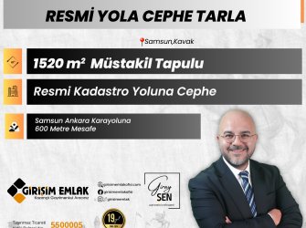 EV YAPMAYA UYGUN YOLU OLAN 1520 M2 TARLA