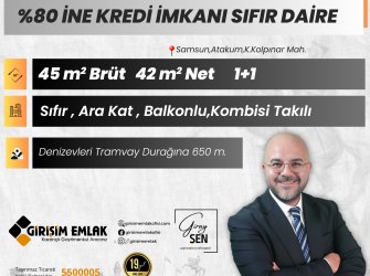 %80 İNE KREDİLİ ARA KAT SIFIR BALKONLU 1+1 DAİRE