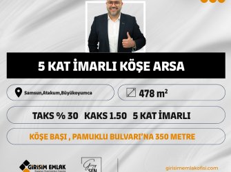 5 KAT İMARLI KÖŞE BAŞI KONUMDA SATILIK ARSA