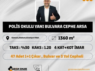  BULVAR VE ÜÇ YOL CEPHELİ 1360 M2 SATILIK ARSA
