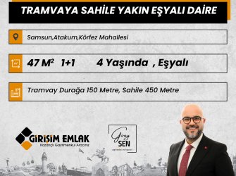 TRAMVAY DURAĞA VE SAHİLE YAKIN EŞYALI 1+1 SATILIK