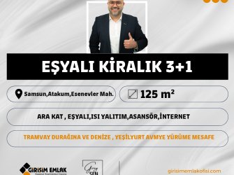 TRAMVAYIN ALTINDA EŞYALI 3+1 KİRALIK DAİRE
