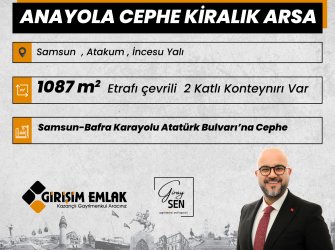 ANAYOLA CEPHE 1087 M2 KÖŞE BAŞI KİRALIK ARSA
